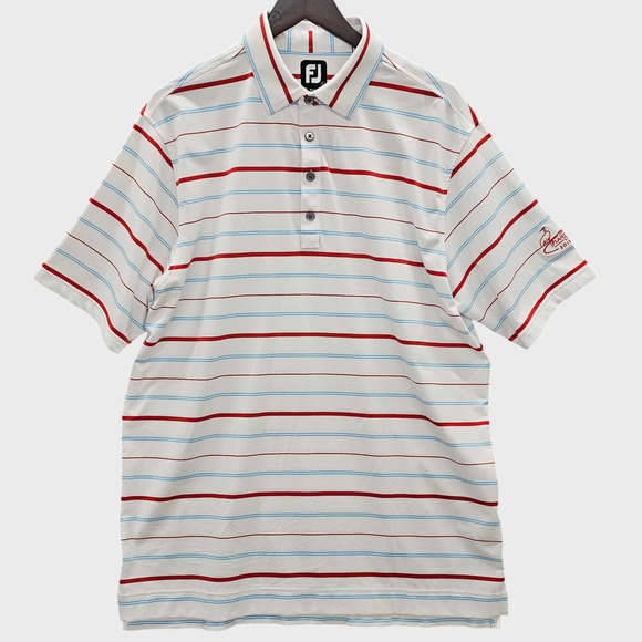 FootJoy Other - FootJoy Shirt Mens Large Golf Polo Stripes Plantation Course Edisto White Red